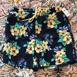 Floral club room swim trunks